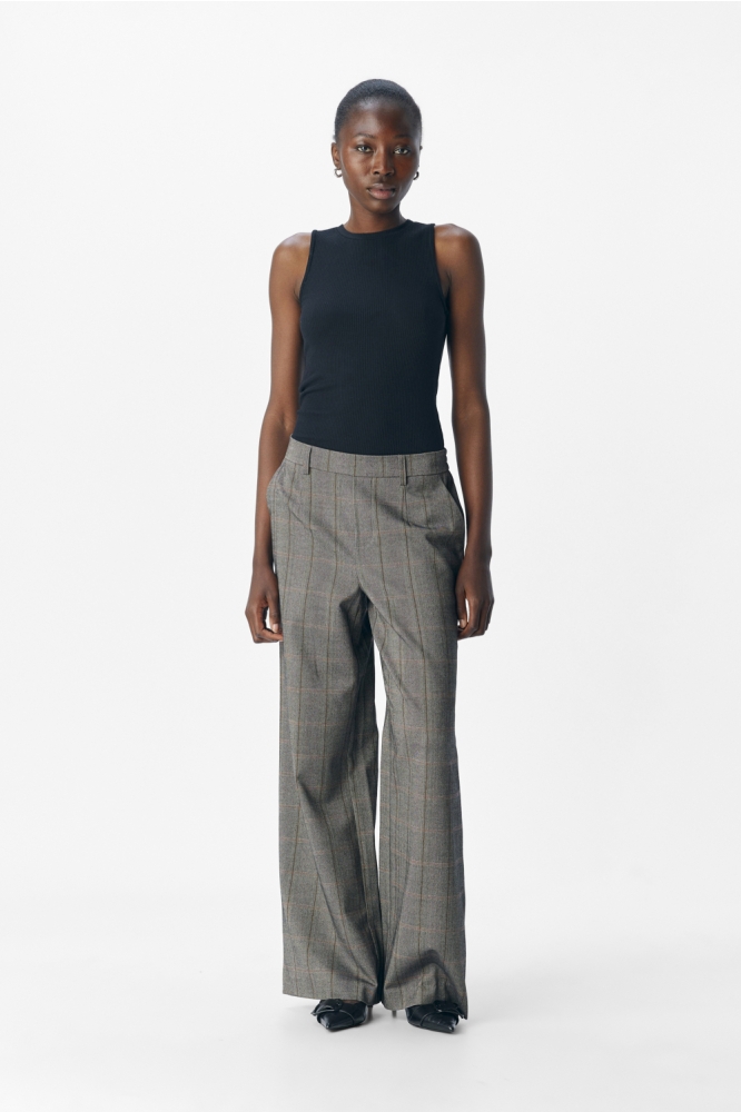 OBJLISA WIDE PANT AOP NOOS 23040544 Black/Humus tannin